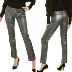 WHBM Coated‎ Metallic Silver Coated Jeans Straight Leg Modern Casual Pants